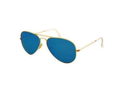 Ray-Ban Large RB3026 112/17 Gold Frame Sunglasses/Blue Flash Mirrored Lenses RAY BAN ITALY RB3026 62[]14 112/17 BLUE MIRRORED LARGE METAL  main image 2