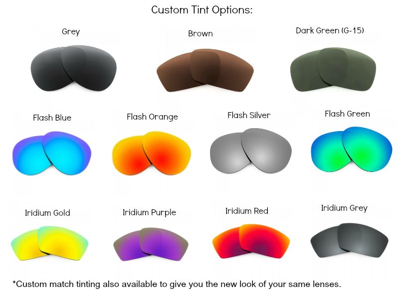 Sunglass Prescription Mirror Lenses For Oakley Sunglasses. Up to 70% Off.  Standard tints in various colors.